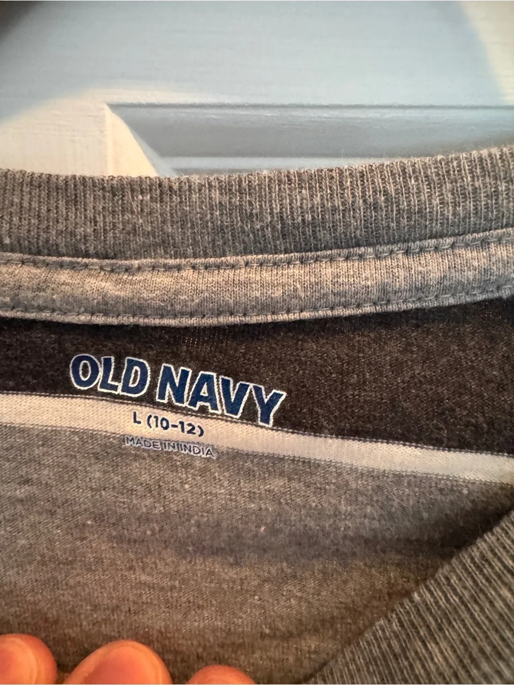 Old Navy Long-Sleeve Striped Crewneck Shirt - Gray & Black